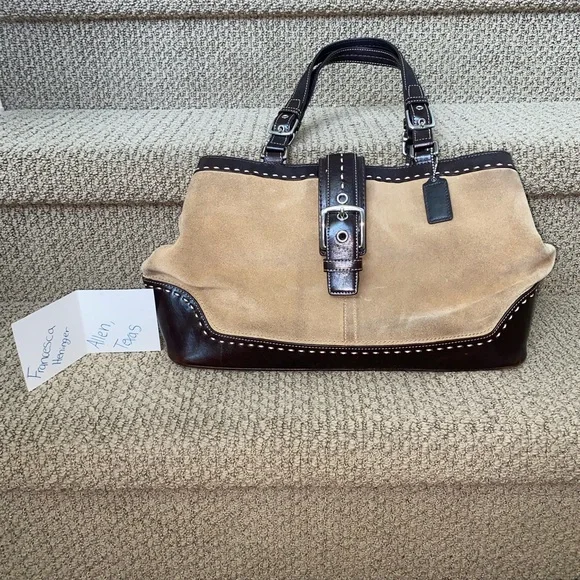 Coach hamptons maddison suede leaterh carryall satchel - Picture 11 of 11